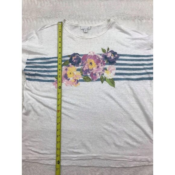 J. Jill Love Linen 3/4 Sleeve Shirt Large White Floral Top - Picture 7 of 7